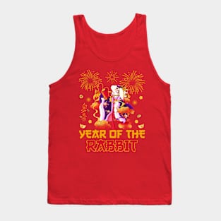 2023 Chinese New Year Dabbing Rabbit Fireworks New Year Eve Tank Top